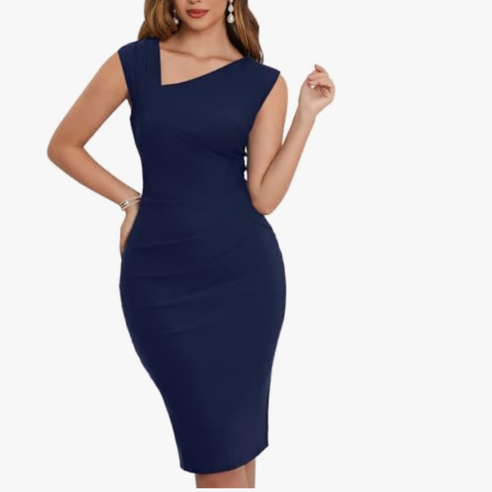 MUXXN Women’s Retro 1950s Style Sleeveless Slim Business Pencil Dress